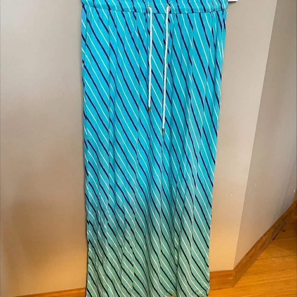 NWT Tommy Hilfiger Maxi Stripe Nautical Sleeveless Elastic Drawstring Dress - Picture 2 of 8